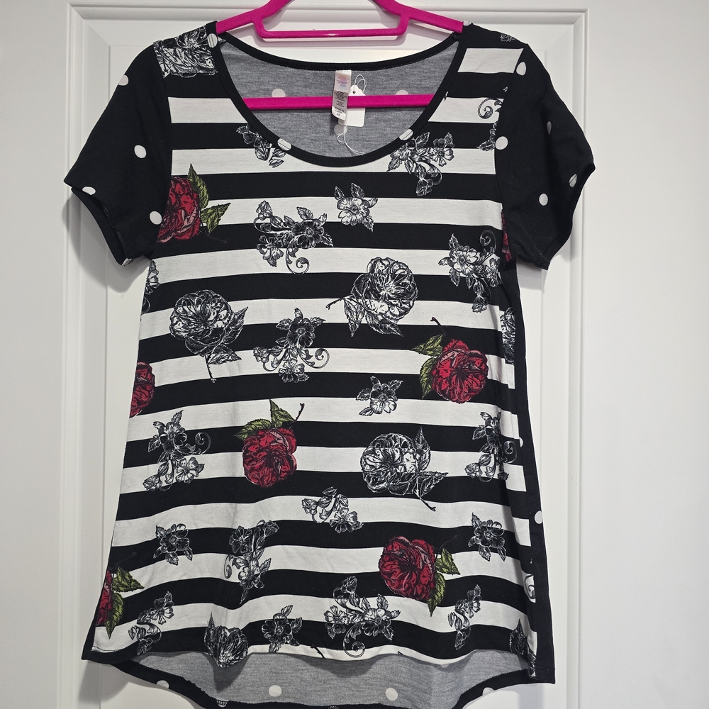 Striped Floral Polka Dot Top CLASSIC T